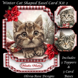 Winter Cat Shaped Easel Card Kit 2