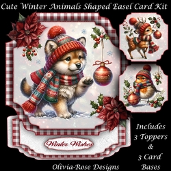Cute Winter Animals Shaped Easel Card Kit