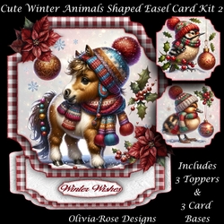 Cute Winter Animals Shaped Easel Card Kit 2