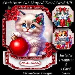 Christmas Cat Shaped Easel Card Kit