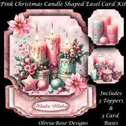 Pink Christmas Candle Shaped Easel Card Kit