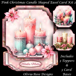 Pink Christmas Candle Shaped Easel Card Kit 2