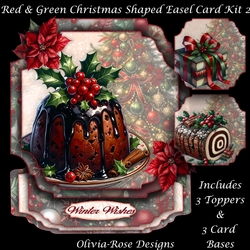 Red & Green Christmas Shaped Easel Card Kit 2