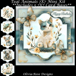 Teal Animals Mini Kit 7X7