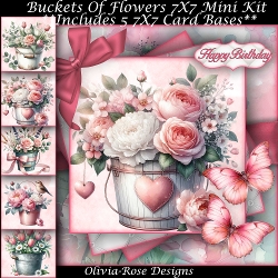 Buckets Of Flowers Mini Kit 7x7