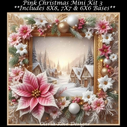Pink Christmas Mini Kit 3 **Includes 8X8, 7X7 & 6X6 card bases**
