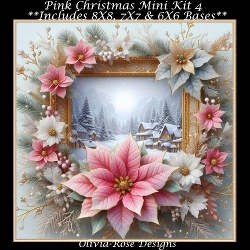 Pink Christmas Mini Kit 4 **Includes 8X8, 7X7 & 6X6 card bases**
