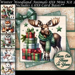 Winter Woodland Animals Mini Kit 2 8X8