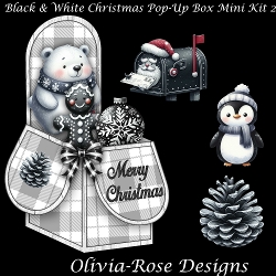 Black & White Christmas Pop-Up Box Mini Kit 2