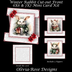 Winter Rabbit Cut-out Front Card Mini Kit