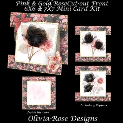 Pink & Black Rose Cut-out Front Card Mini Kit