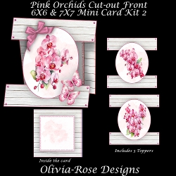 Pink Orchids Cut-out Front Card Mini Kit 2