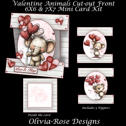 Valentine Animals Cut-out Front Card Mini Kit