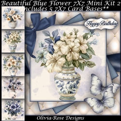 Beautiful Blue Flowers Mini Kit 2 7X7