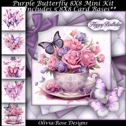 Purple Butterfly Mini Ki 8X8