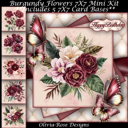 Burgundy Flowers Mini Kit 7X7