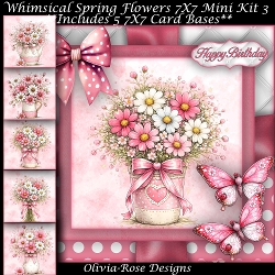 Whimsical Spring Flowers Mini Kit 3 7X7