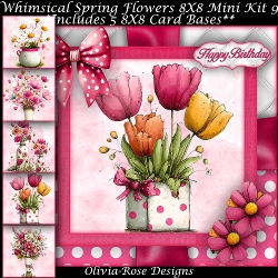 Whimsical Spring Flowers Mini Kit 9 8X8