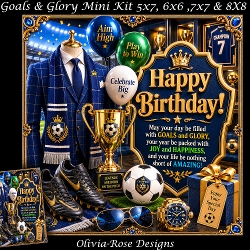 cup1451967_104105 - Goals & Glory  Mini Kit **Includes 5X7, 6x6, 7x7 8X8 Card Bases**   