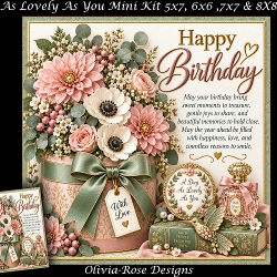 As Lovely As You Mini Kit **Includes 5X7, 6x6, 7x7 8X8 Card Bases**   