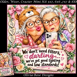 cup1464980_104105 - Older, Wiser, Crazier Mini Kit **Includes 5X7, 6x6, 7x7 8X8 Card Bases**   