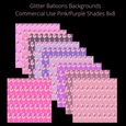8x8 Gold & pink Glitter Balloons Backgrounds pink & purple shades