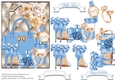 Beautiful Blue and Gold Fashion Card front with decoupage Approx 5x7