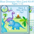blue Dinosaur Mini card kit #1 7x7 Ages 1-12