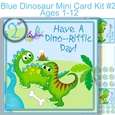 blue Dinosaur Mini card kit #2 7x7 Ages 1-12