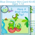blue Dinosaur Mini card kit #3 7x7 Ages 1-12