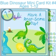 blue Dinosaur Mini card kit #4 7x7 Ages 1-12