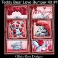 Teddy Bear Love Bumper Kit #1   6 DIFFERENT MATCHING BOOKMARKS**