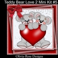 Teddy Bear Love 2 Mini Kit #5 6 DIFFERENT MATCHING BOOKMARKS**