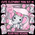 Cute Elephant Mini Card #1 ONLY THE IMAGE**