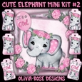 Cute Elephant Mini Card #2 ONLY THE IMAGE**