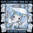 Cute Elephant Mini Card #3 ONLY THE IMAGE**