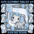 Cute Elephant Mini Card #4 ONLY THE IMAGE**