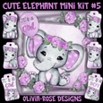 Cute Elephant Mini Card #5 ONLY THE IMAGE**