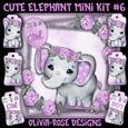 Cute Elephant Mini Card #6 ONLY THE IMAGE**