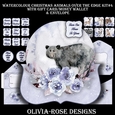 Watercolor Christmas Animals Over The Edge  Mini Kit #4 