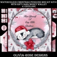 Watercolor Christmas Penguins Mini Kit #1