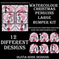 Watercolor Christmas Penguins Large Bumper Kit #1