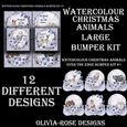 Watercolor Christmas Animals Large  Bumper Kit #1 