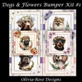Dogs & Flowers Bumper Kit #1 **INCLUDES CARD FRONT WITH NO CORNER FLOWERS**
