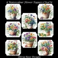 8 Watercolour Flower Toppers