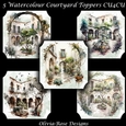 5 Watercolour Courtyard Toppers