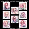 8 Watercolour Mermaid Backgrounds