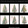 6 Watercolour Fairy Christmas Tree Backgrounds
