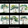 6 Watercolour Tree Swings Backgrounds