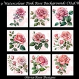 9 Watercolour Pink Rose Backgrounds